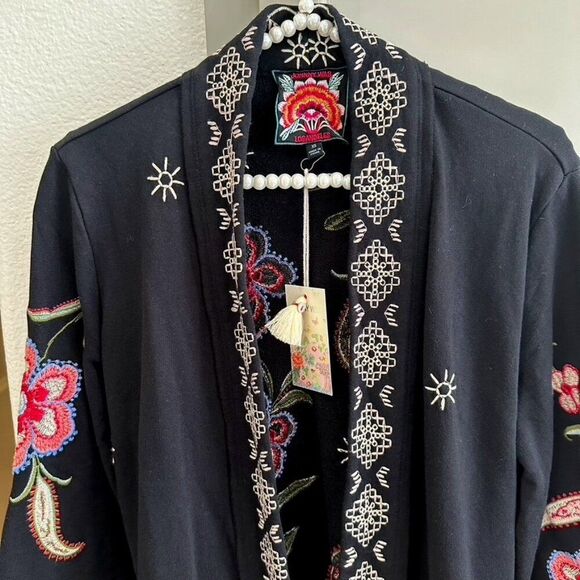 Johnny Was libbi french terry kimono coat jacket - Floral flowers NWT XS - Picture 5 of 13
